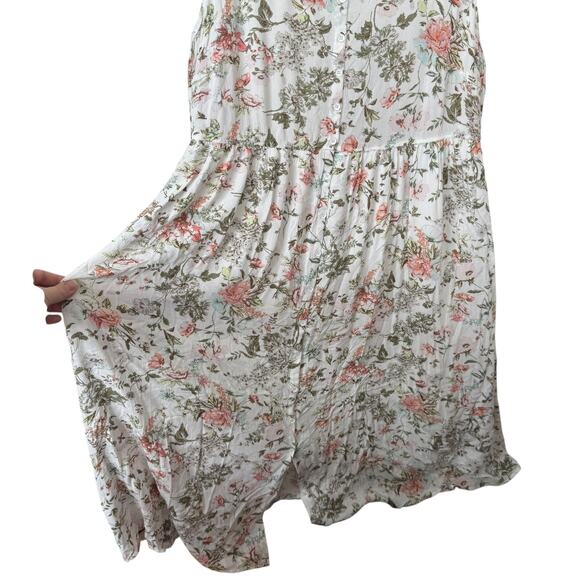 Frye Button Front Midi Dress Sleeveless Scoop Neck Floral Folk Garden Size XL - Picture 9 of 12